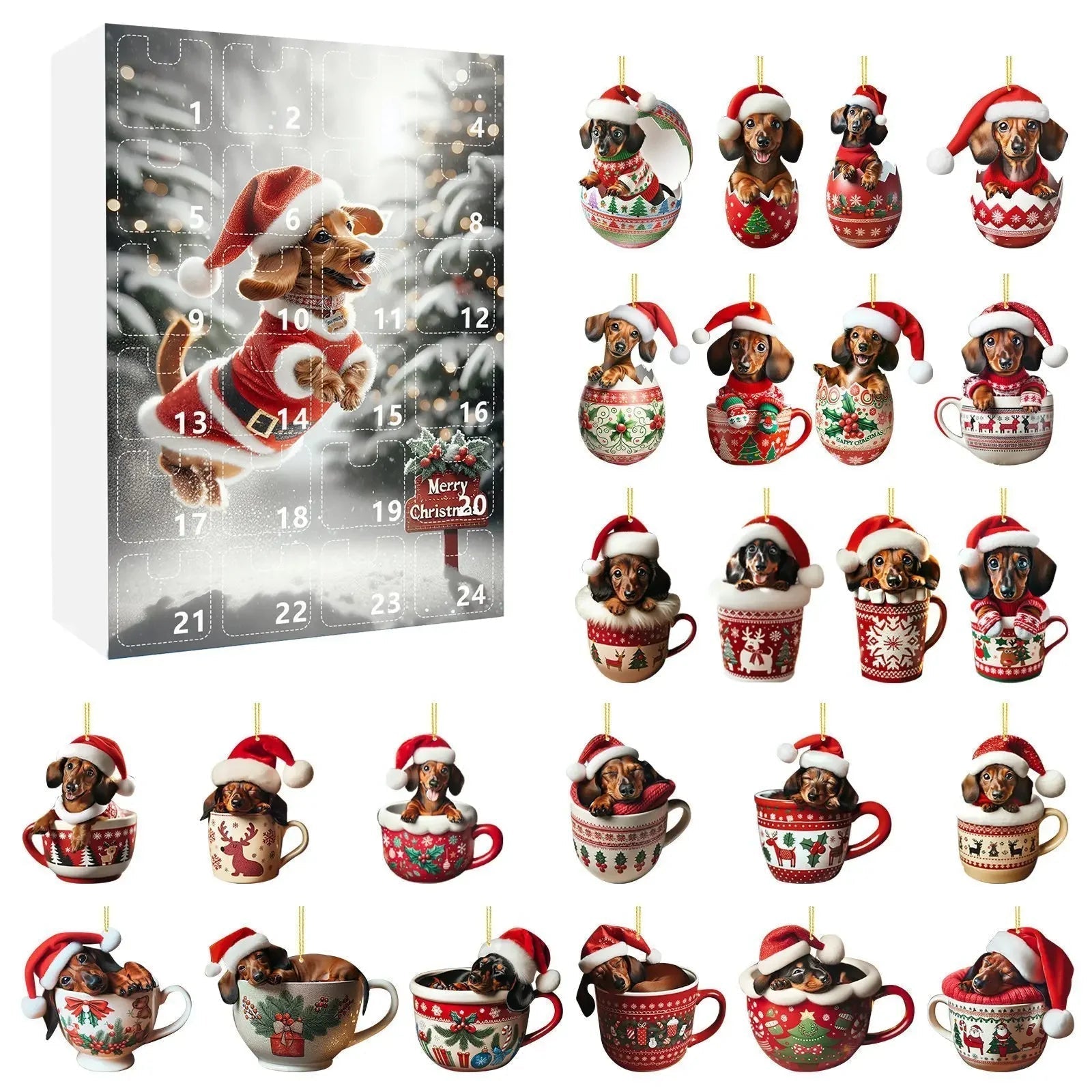 Dachshund Christmas Advent Calendar | Festive Holiday Countdown Display