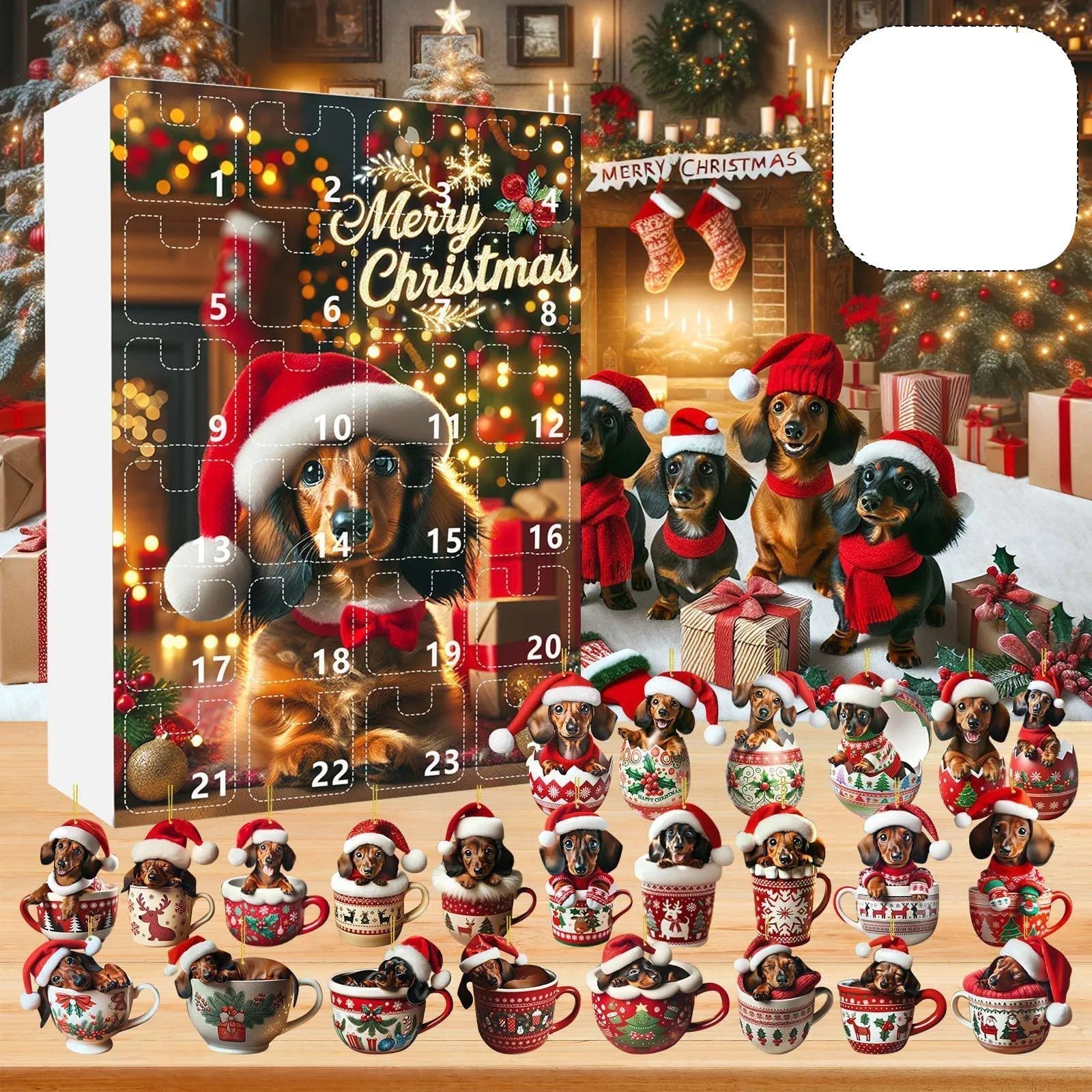 Dachshund Christmas Advent Calendar | 24-Day Holiday Countdown with Ornament Display