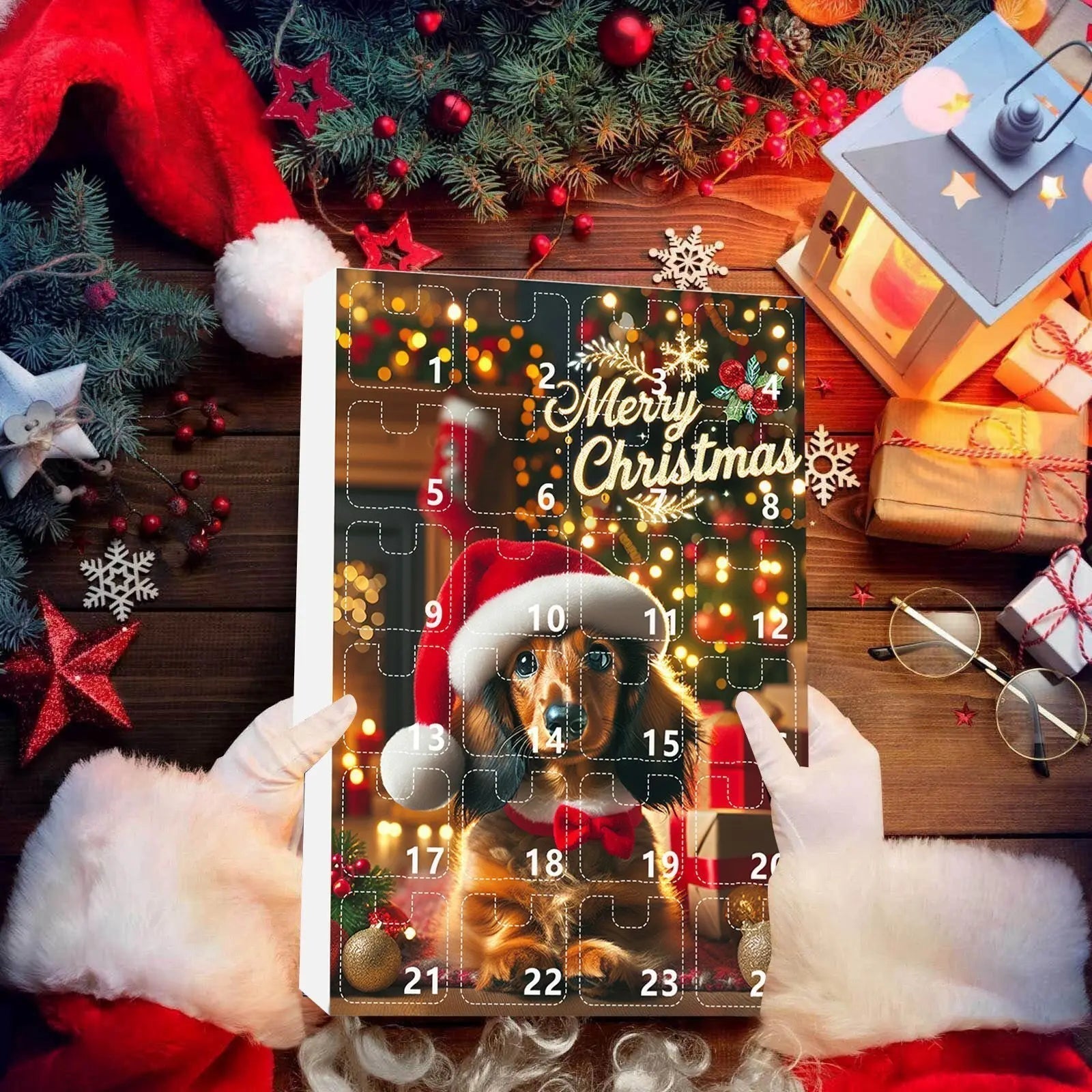 Dachshund Christmas Advent Calendar | 24-Day Holiday Countdown with Ornament Display