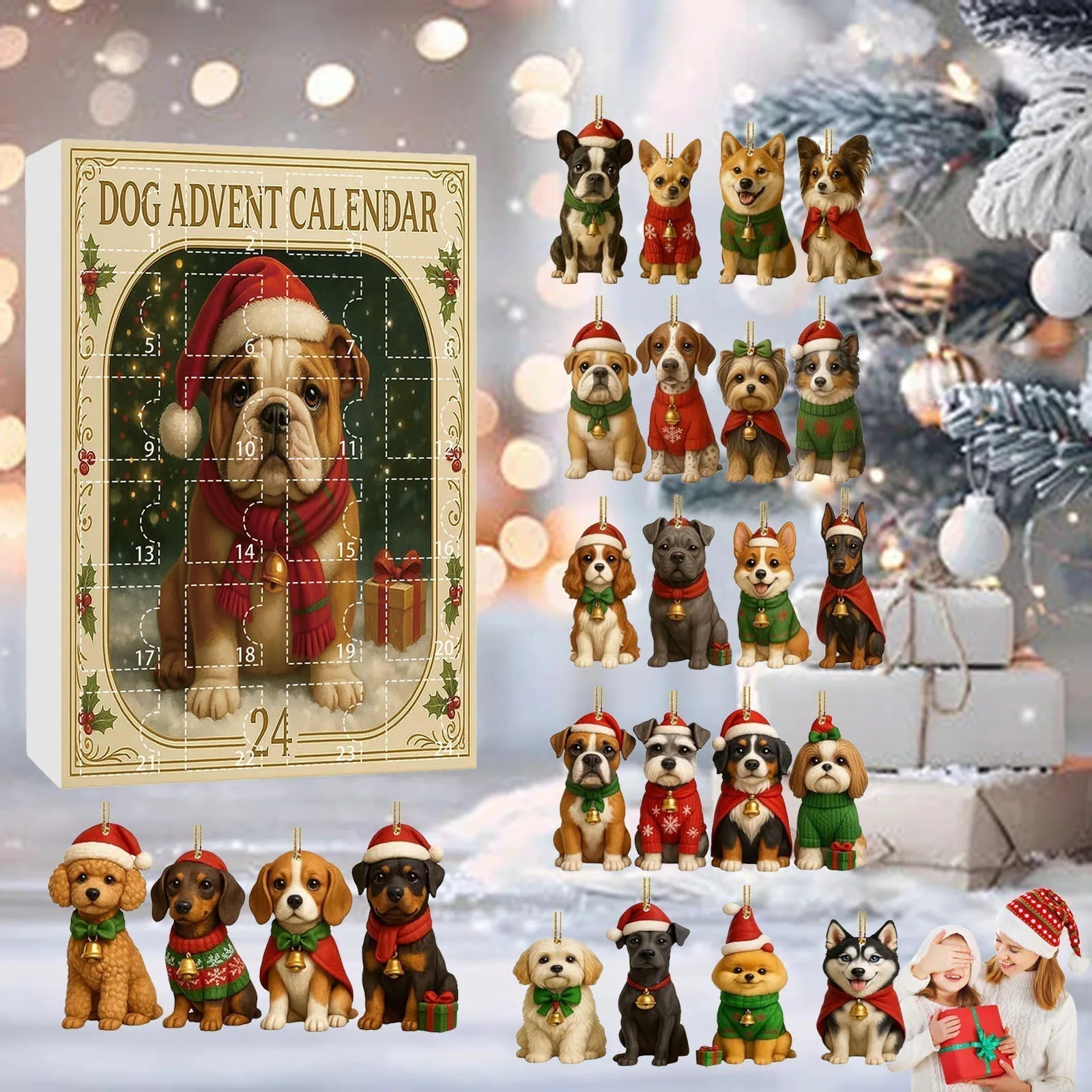 Christmas Dog Advent Calendar | 24 Festive Puppy Ornaments
