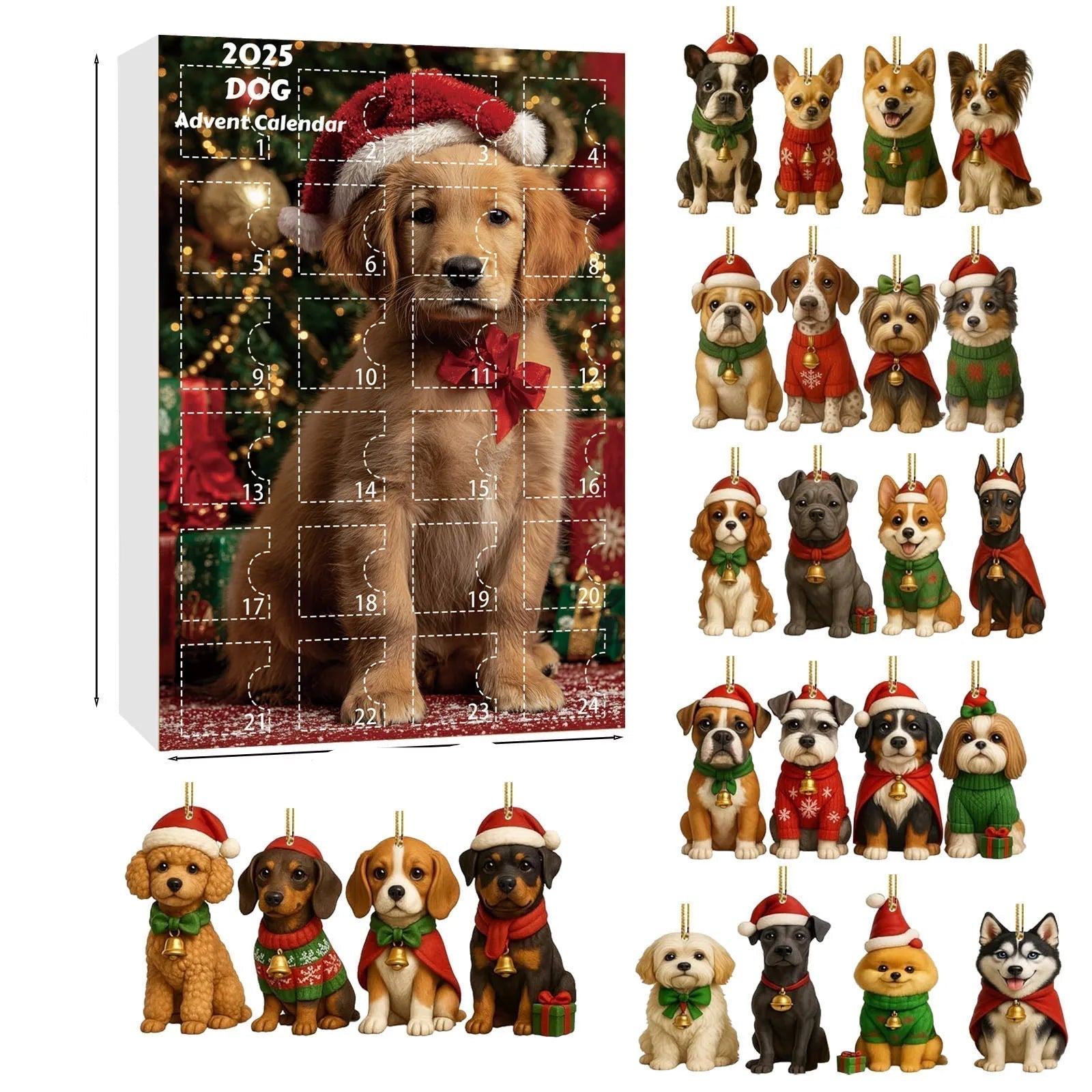 Christmas Dog Advent Calendar | 24 Festive Puppy Ornaments