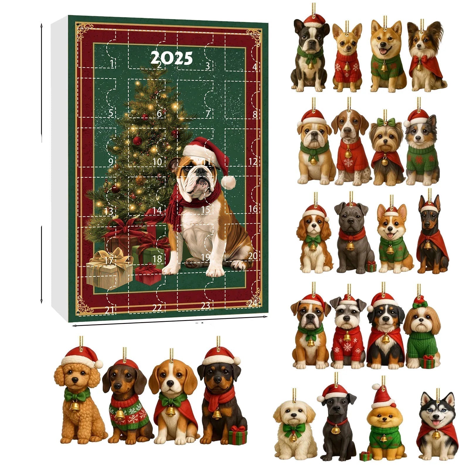 Christmas Dog Advent Calendar | 24 Festive Puppy Ornaments