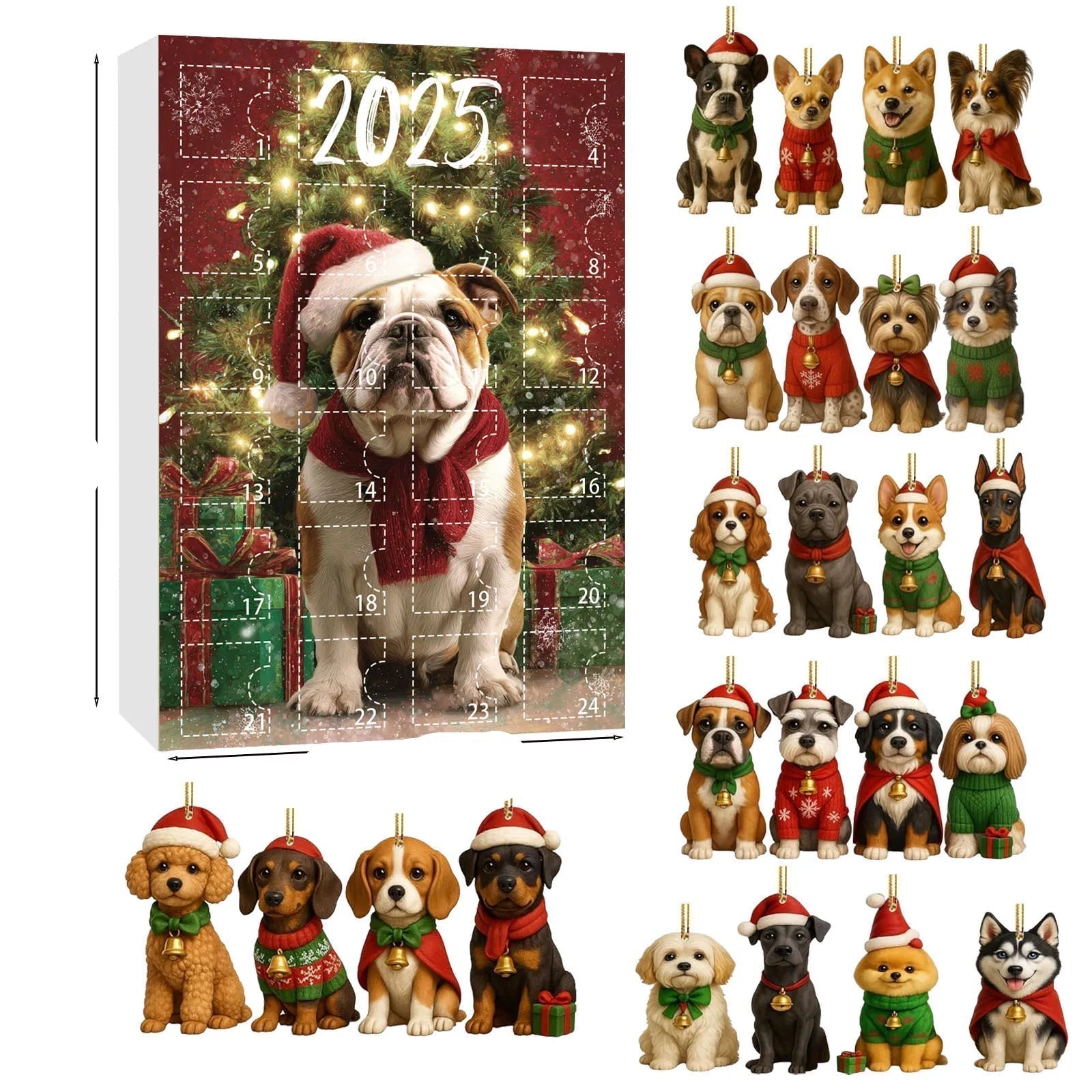 Christmas Dog Advent Calendar | 24 Festive Puppy Ornaments