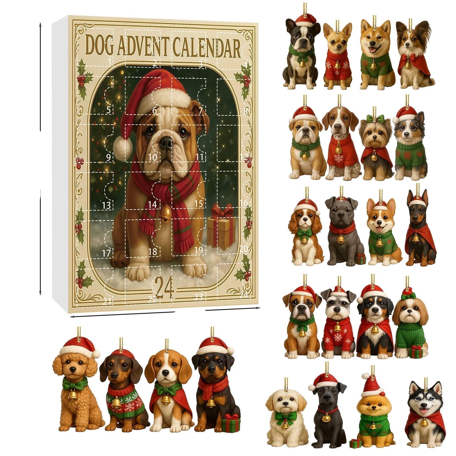 Christmas Dog Advent Calendar | 24 Festive Puppy Ornaments