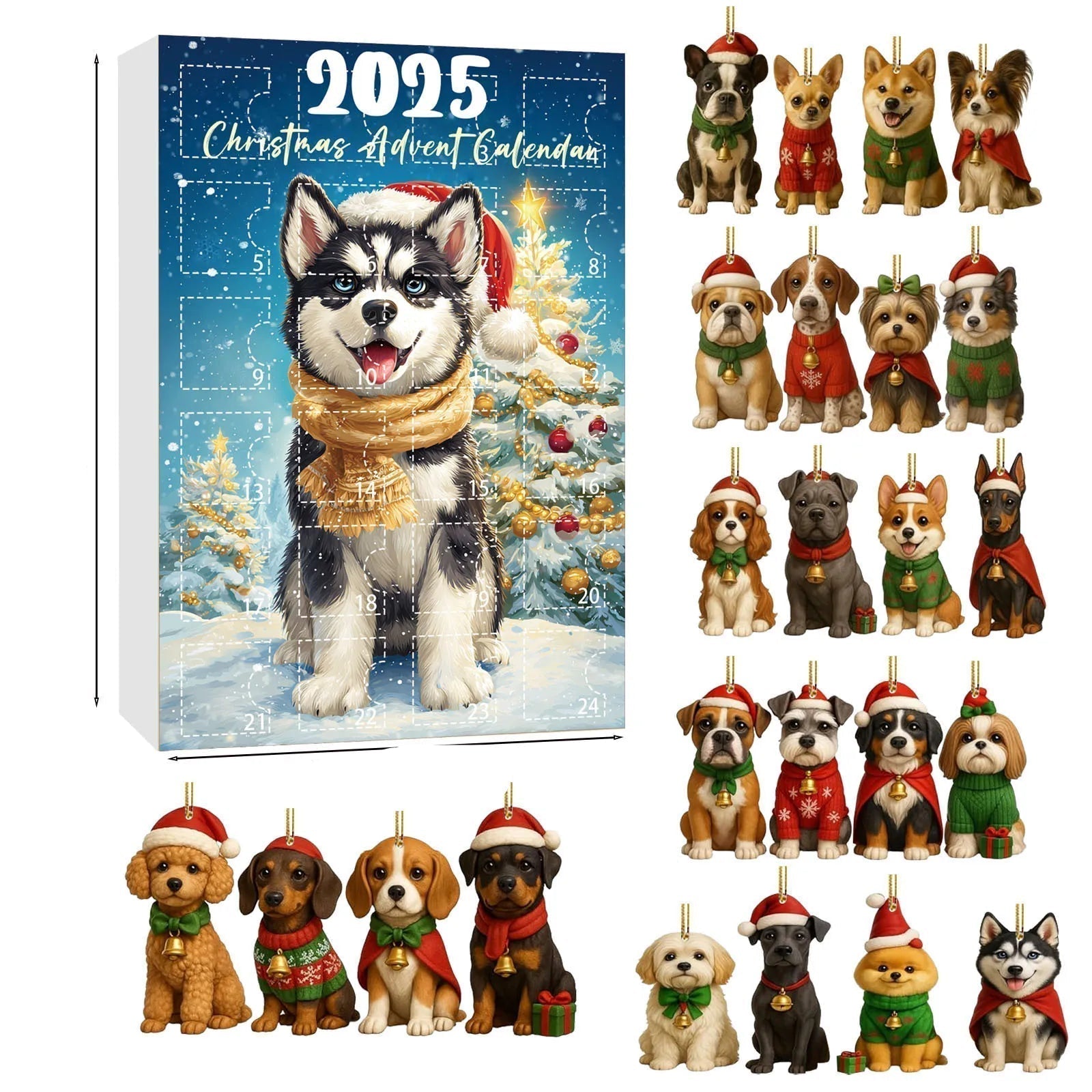 Christmas Dog Advent Calendar | 24 Festive Puppy Ornaments