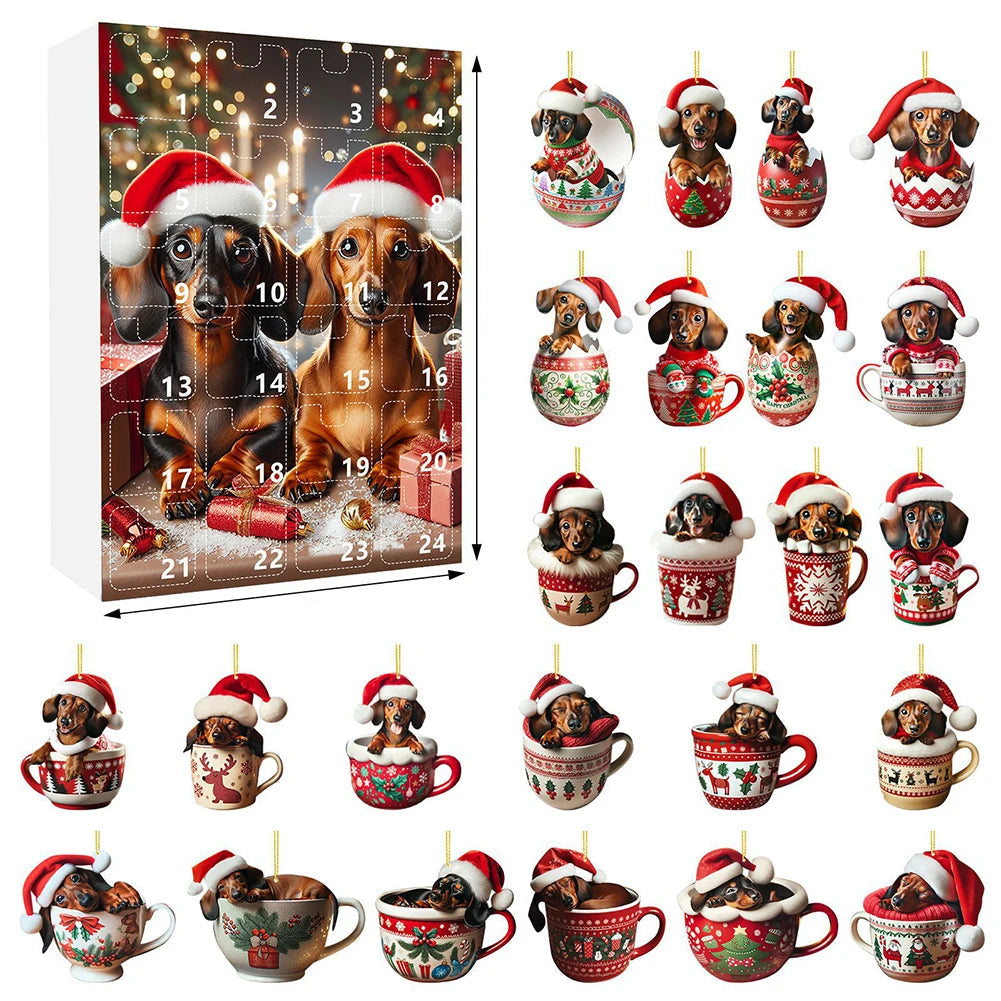 Dachshund Advent Calendar | 24-Day Christmas Countdown with Dog Ornaments