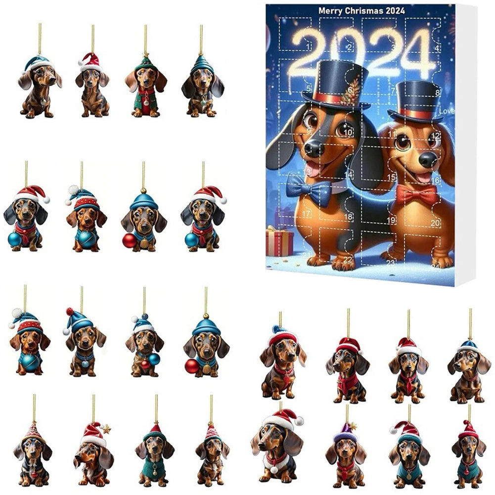 Dachshund Advent Calendar | 24-Day Christmas Countdown with Dog Ornaments
