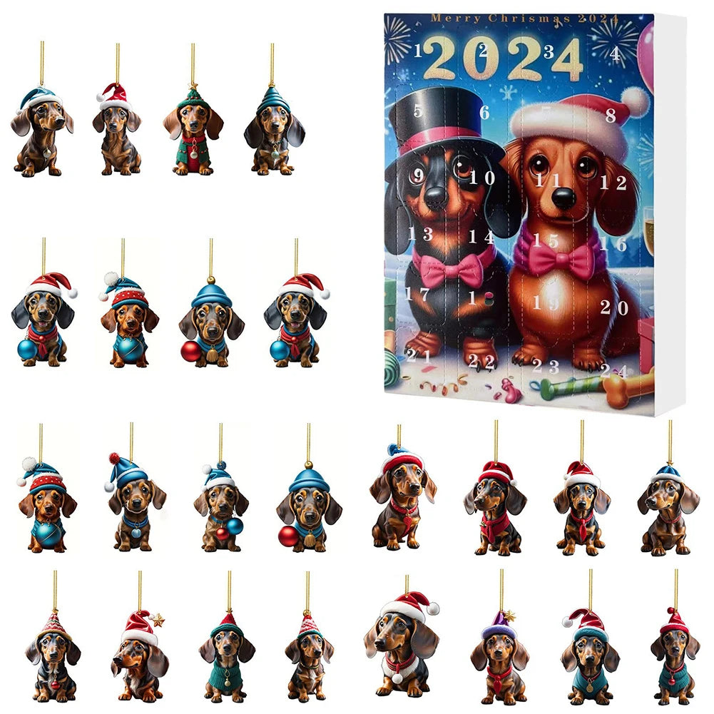 Dachshund Advent Calendar | 24-Day Christmas Countdown with Dog Ornaments
