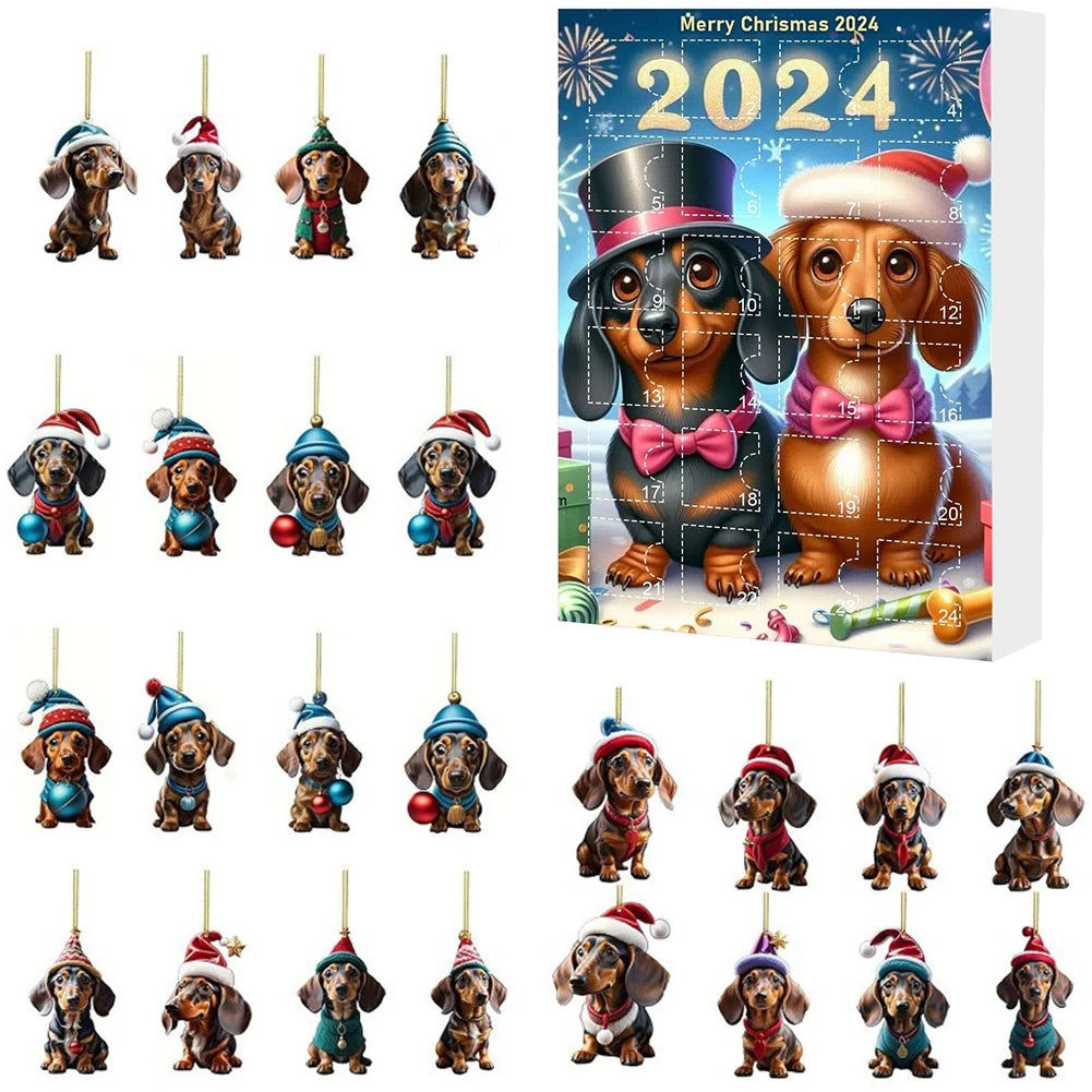 Dachshund Advent Calendar | 24-Day Christmas Countdown with Dog Ornaments