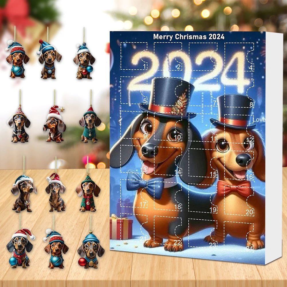 Dachshund Advent Calendar | 24-Day Christmas Countdown with Dog Ornaments