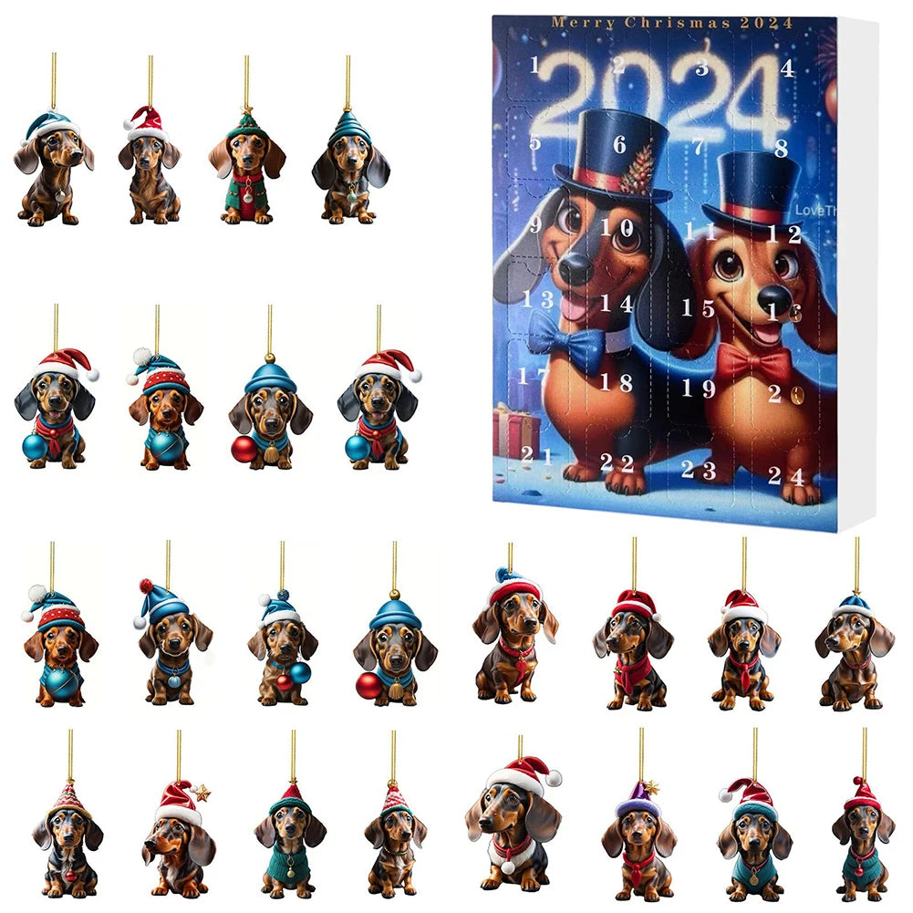 Dachshund Advent Calendar | 24-Day Christmas Countdown with Dog Ornaments