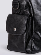 Vintage Leather Shoulder Bag | Dual Zipper Tote Design