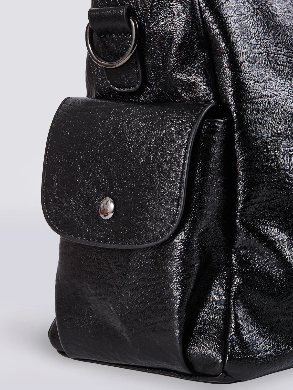 Vintage Leather Shoulder Bag | Dual Zipper Tote Design
