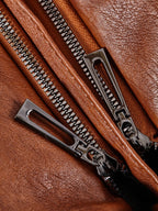 Vintage Leather Shoulder Bag | Dual Zipper Tote Design
