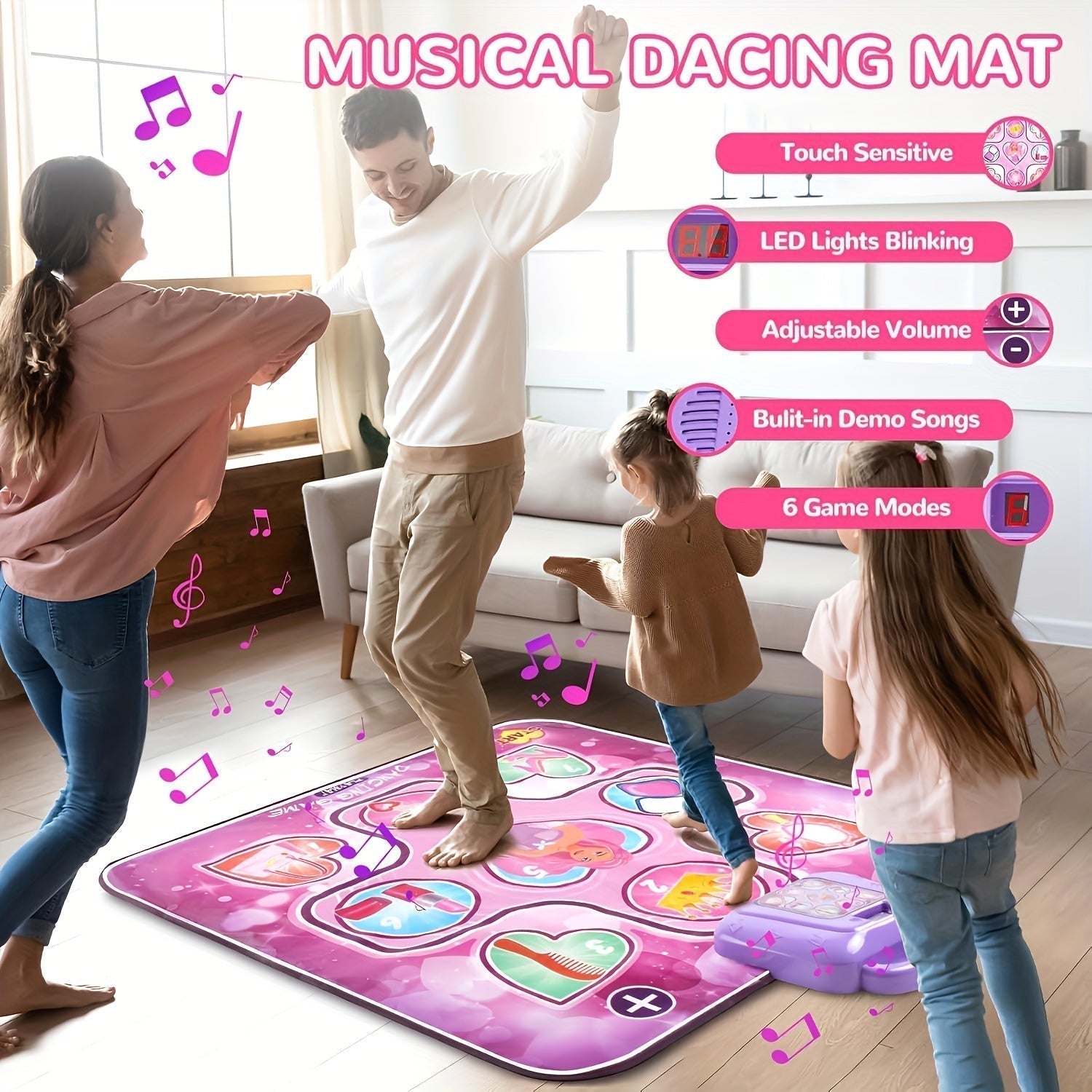 Interactive Dance Mat for Girls | Pink Musical Play Mat with Scoring Function