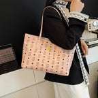 Designer Leather Tote Bag | Vintage Pattern Print With Gold Accents