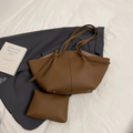Minimalist Leather Tote Bag | Double Compartment Design
