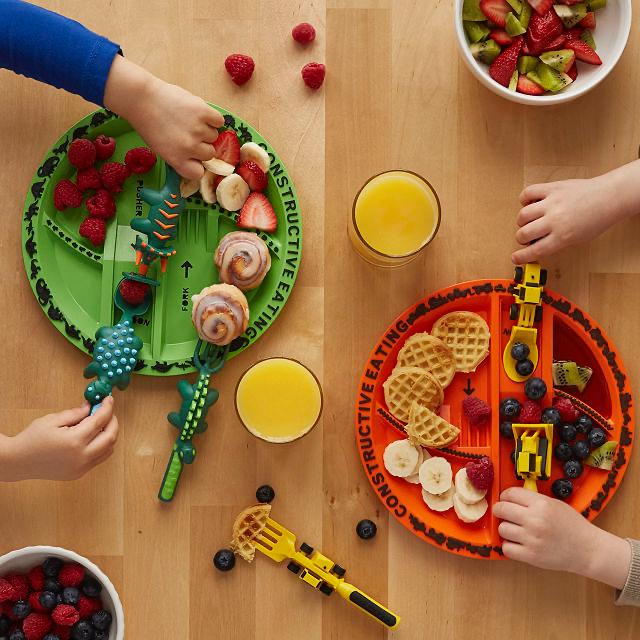 Construction Themed Kids Plate | Interactive Bulldozer Design