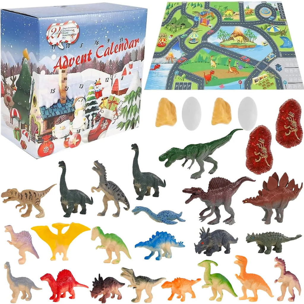 Dinosaur Advent Calendar | 28 Figures with Educational Play Mat
