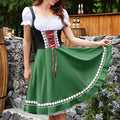 Traditional Dirndl Dress | Bavarian Green with Lace Trim