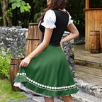 Traditional Dirndl Dress | Bavarian Green with Lace Trim