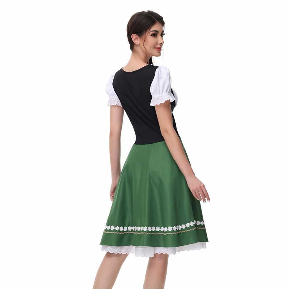Traditional Dirndl Dress | Bavarian Green with Lace Trim