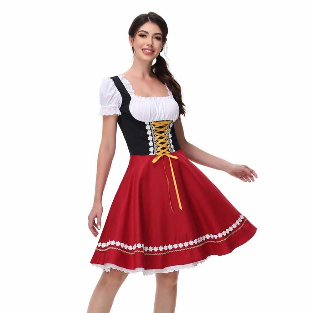 Traditional Dirndl Dress | Bavarian Green with Lace Trim