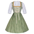 Traditional Dirndl Dress | Sage Green Brocade with Gold Trim