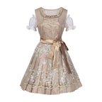 Traditional Dirndl Dress | Sage Green Brocade with Gold Trim