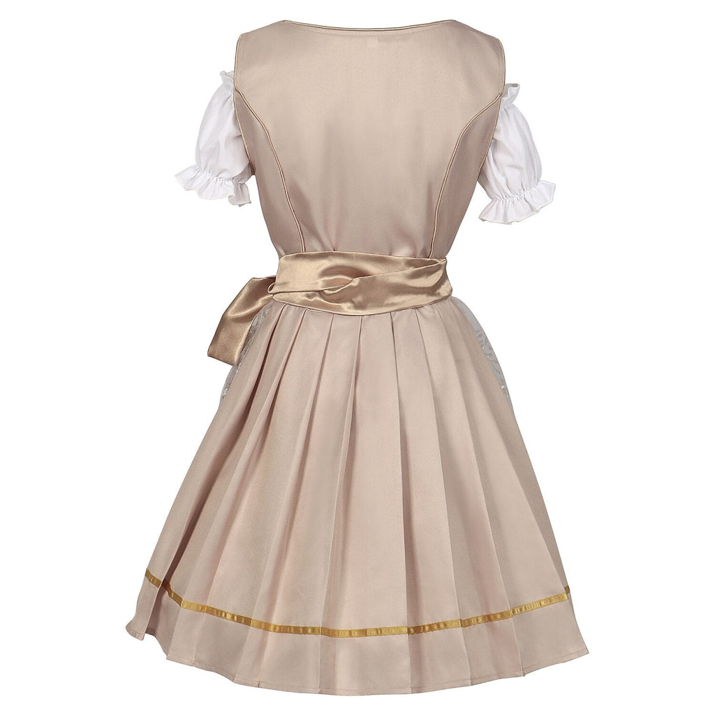 Traditional Dirndl Dress | Sage Green Brocade with Gold Trim