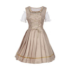 Traditional Dirndl Dress | Sage Green Brocade with Gold Trim
