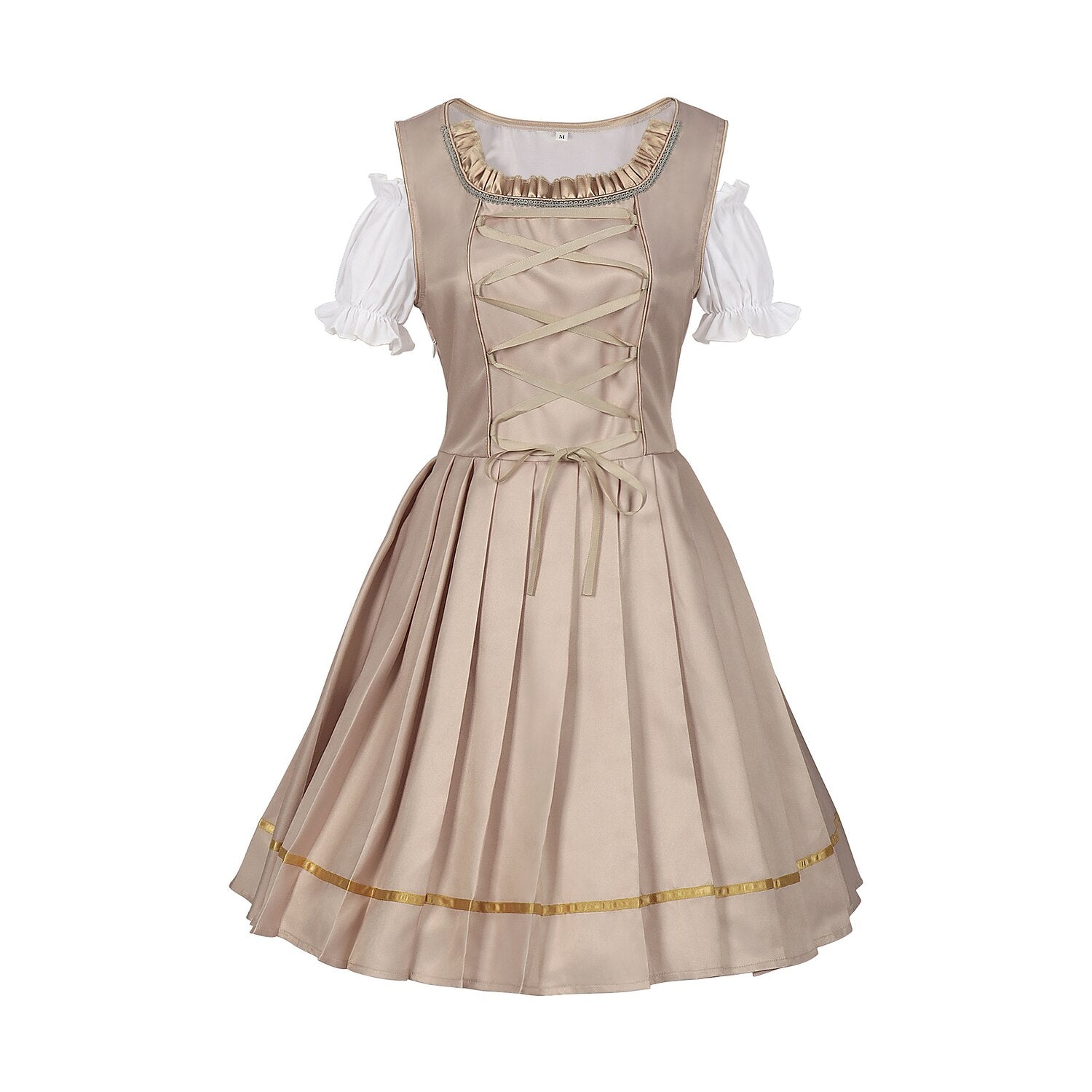 Traditional Dirndl Dress | Sage Green Brocade with Gold Trim