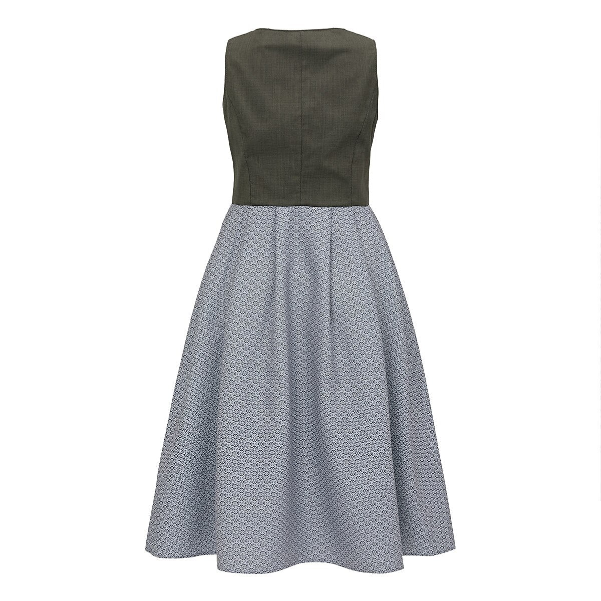 Traditional Dirndl Dress | Olive Green Bodice With Gray Apron