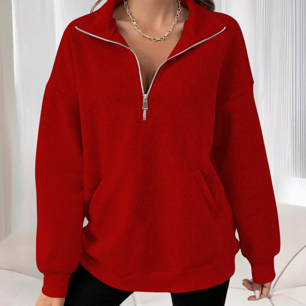 Half-Zip Sweatshirt Women | Casual Cotton Blend Pullover