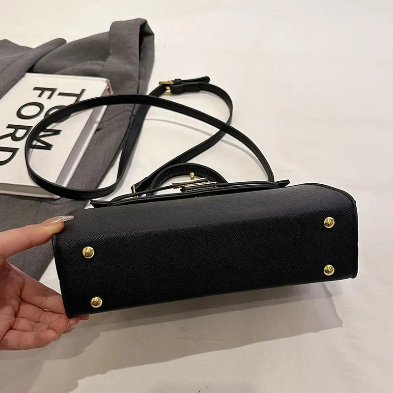 Luxury Leather Mini Bag | Structured Orange Design With Gold Hardware