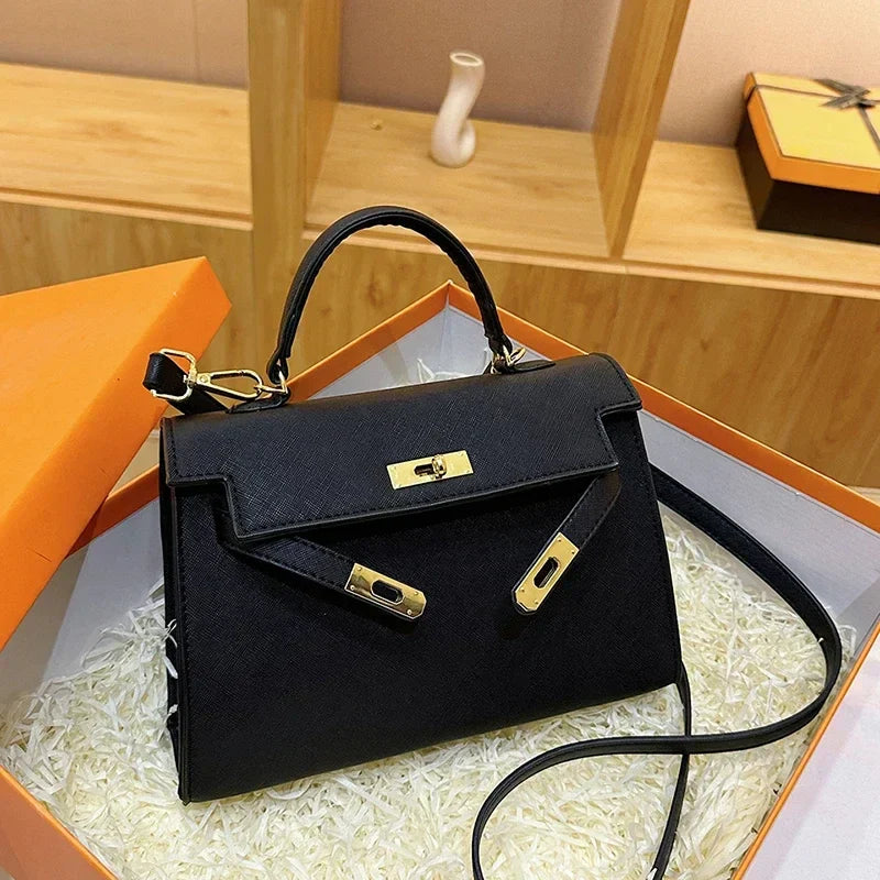 Luxury Leather Mini Bag | Structured Orange Design With Gold Hardware