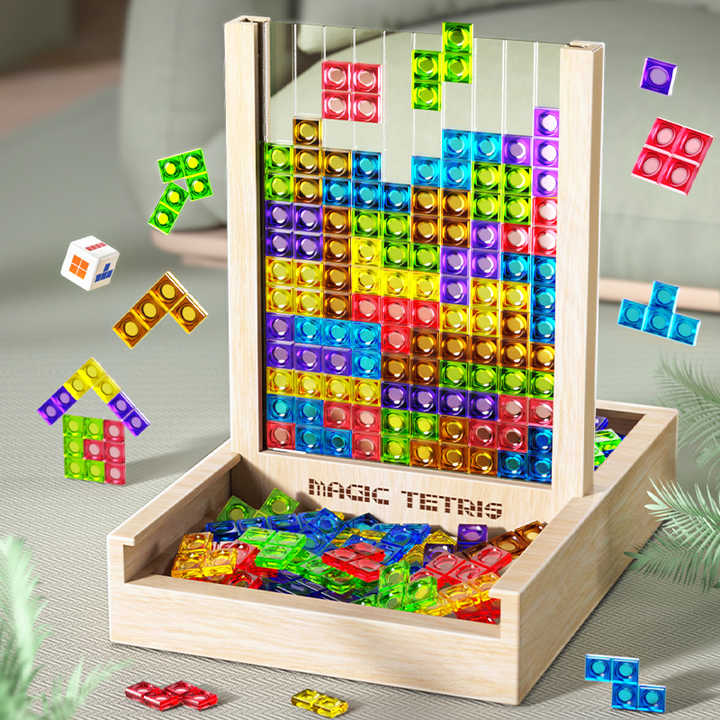 Wooden Tetris Board Game | Colorful Educational Puzzle Set