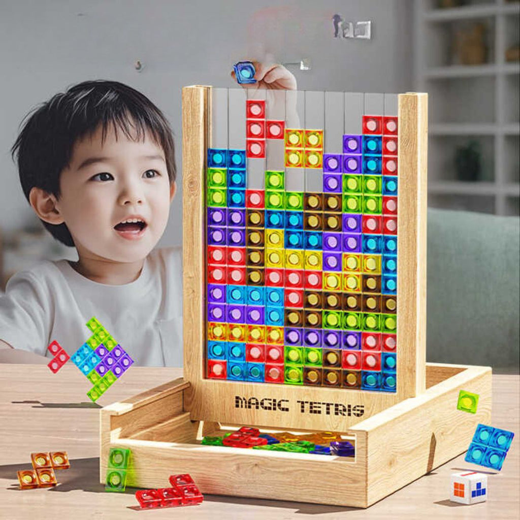 Wooden Tetris Board Game | Colorful Educational Puzzle Set