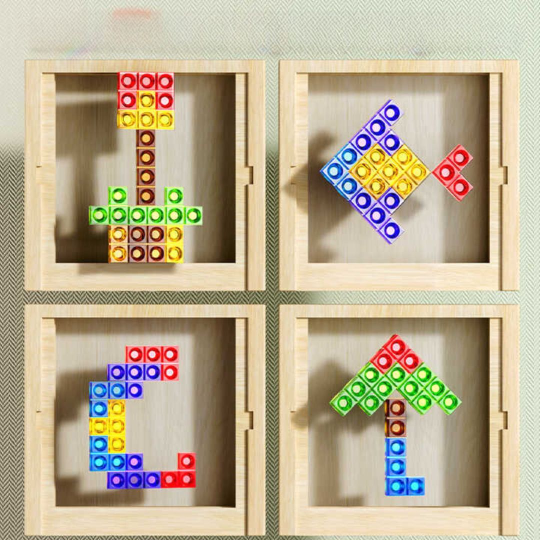 Wooden Tetris Board Game | Colorful Educational Puzzle Set