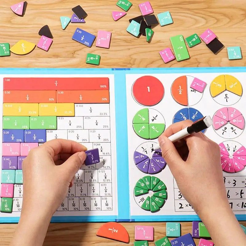 Magnetic Fraction Learning Board | Interactive Math Educational Toy with 48 Colorful Tiles