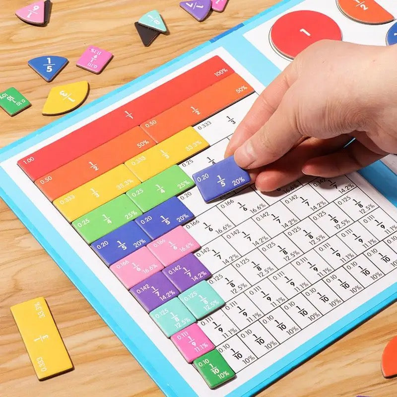 Magnetic Fraction Learning Board | Interactive Math Educational Toy with 48 Colorful Tiles