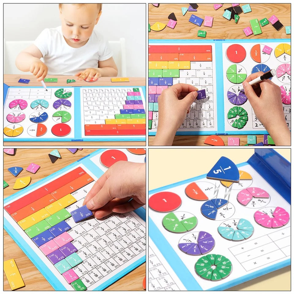 Magnetic Fraction Learning Board | Interactive Math Educational Toy with 48 Colorful Tiles