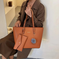 Designer Tote Bag | Brown Leather With Pom Charm