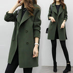 Classic Wool Blend Winter Coat | Tailored Long Design