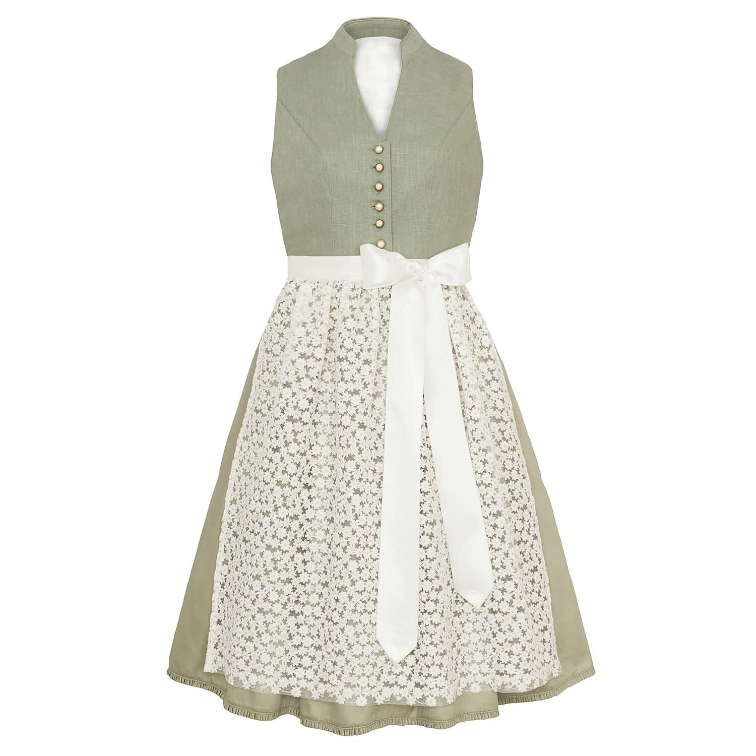 Traditional Dirndl Dress | Sage Green with Lace Apron