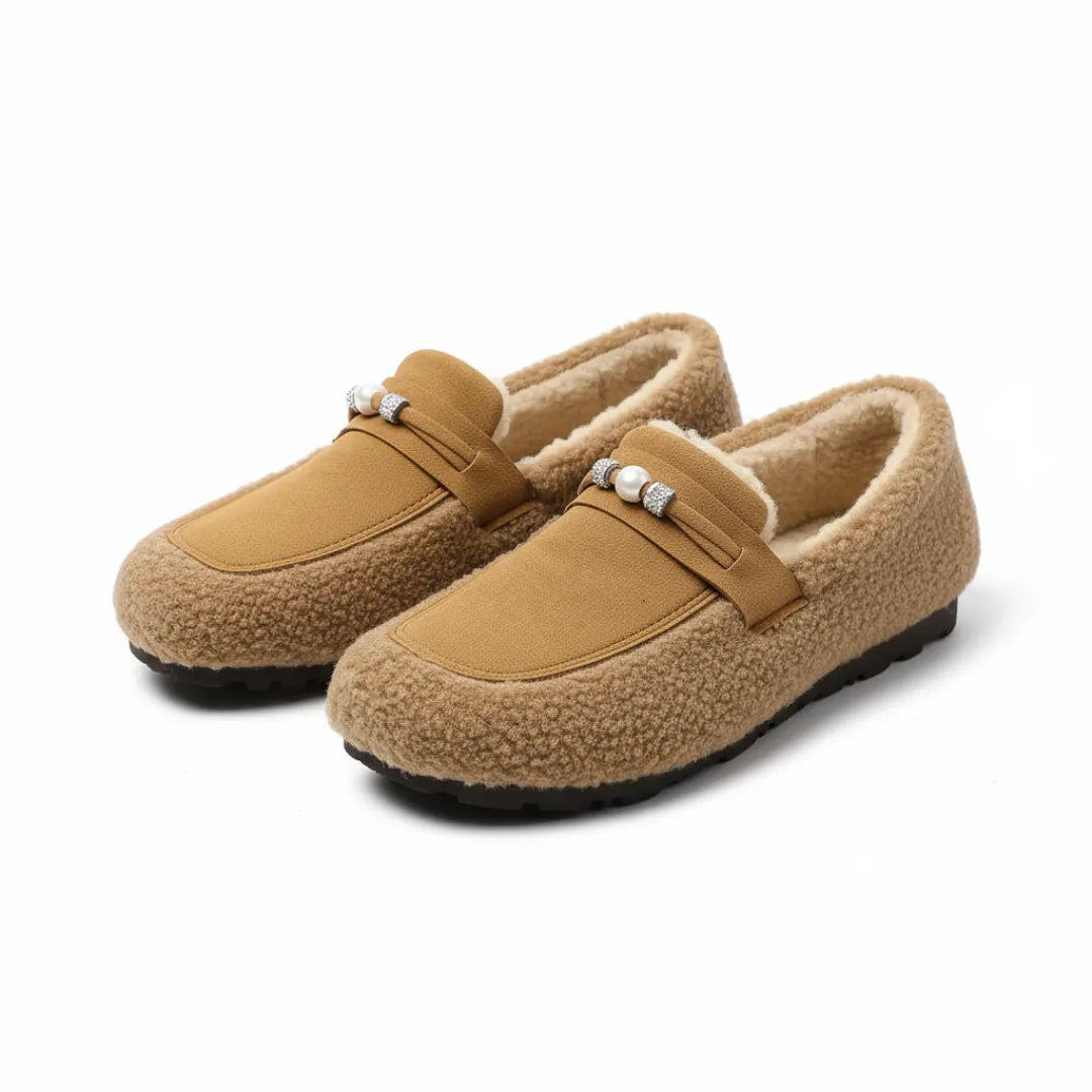 Women's Sherpa Slippers | Faux Fur Loafer Style With Non-Slip Sole