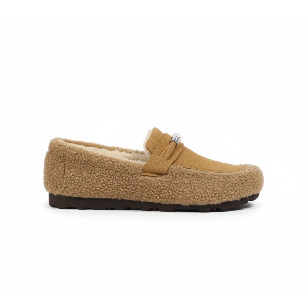 Women's Sherpa Slippers | Faux Fur Loafer Style With Non-Slip Sole