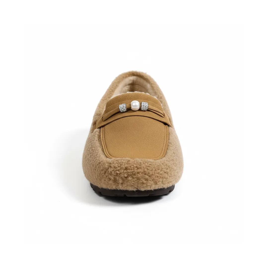 Women's Sherpa Slippers | Faux Fur Loafer Style With Non-Slip Sole
