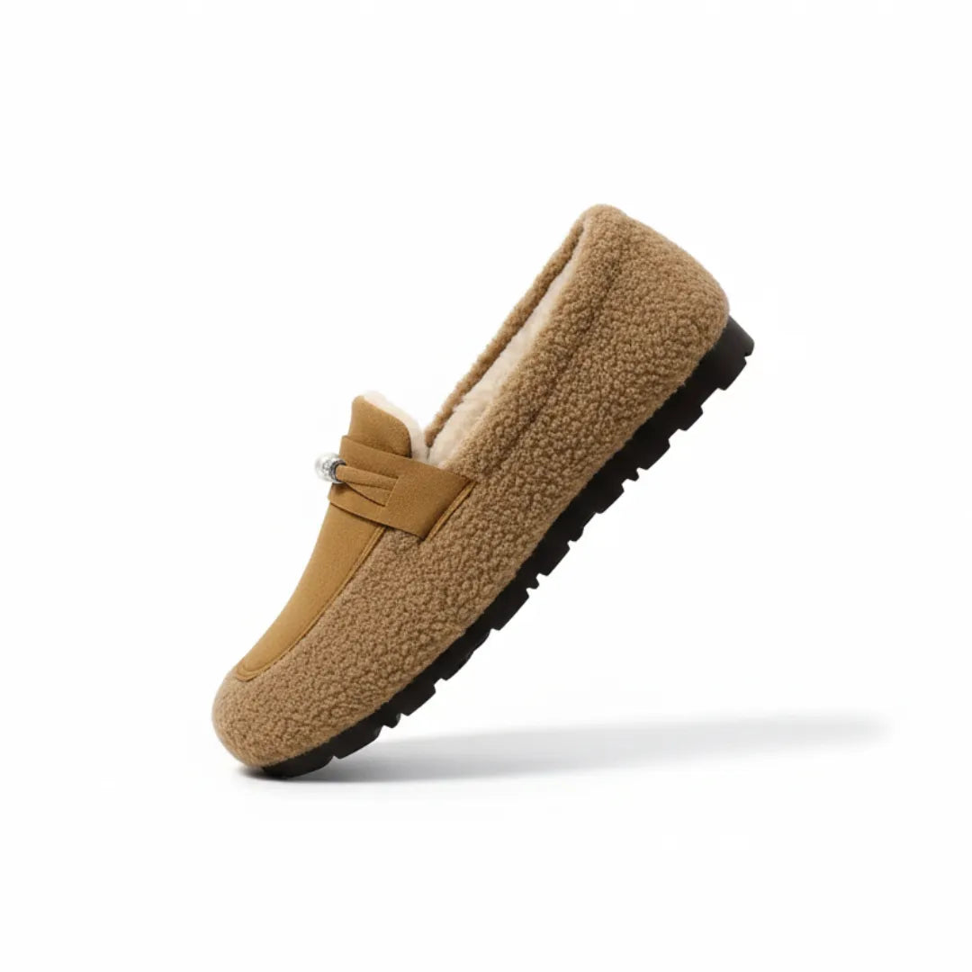 Women's Sherpa Slippers | Faux Fur Loafer Style With Non-Slip Sole