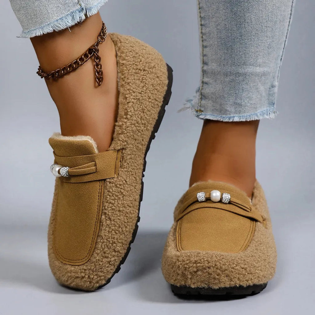 Women's Sherpa Slippers | Faux Fur Loafer Style With Non-Slip Sole
